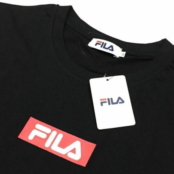 SALE 新品 正規 Ｌサイズ FILA フィラ Ｔシャツ 黒 ボックスロゴ　綿100％ 半袖Tシャツ オールドスクール 男女 