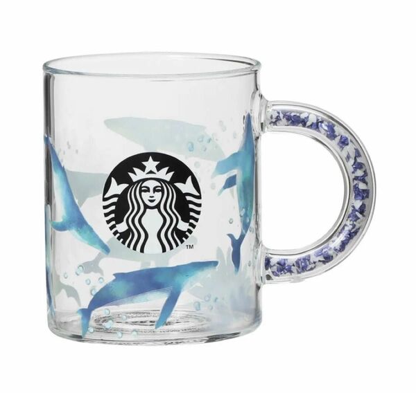 ビーズハンドル耐熱グラスマグクジラ414ml STARBUCKS SUMMER スタバマグカップ スターバックス マグ 耐熱