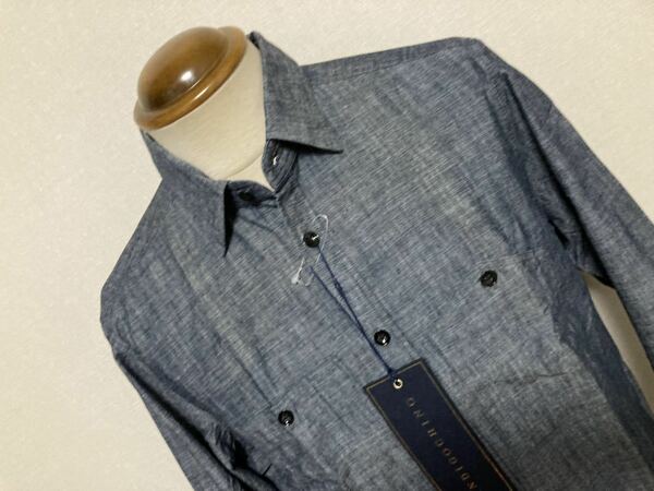 新品　インディゴチノ/インコテックス（伊）　カジュアルシャツ４１　ウエスタン調　紺　イタリア製　定価４．１万円