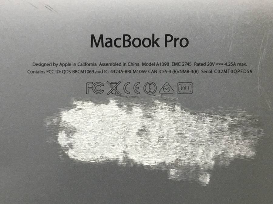 Apple MacBook Pro Retina Late2013 A1398 macOS Core i7 4960HQ 2.60