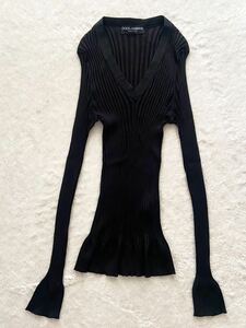 DOLCE&GABBANA size44 Италия производства шелк свитер черный чёрный V шея Dolce & Gabbana 