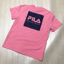 3575★ FILA フィラ 半袖 Tシャツ ロゴ刺繍 ロゴプリント ビッグロゴ F メンズ ピンク_画像1