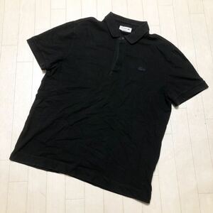 3608★ LACOSTE ラコステ 半袖 ポロシャツ 比翼ボタン REGULAR FIT US M メンズ ブラック