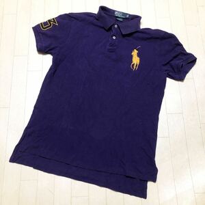 3608★ Polo by RALPH LAUREN ポロ バイ ラルフローレン 半袖 ポロシャツ ビッグポニー XL メンズ パープル ゴールド