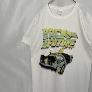 GILDAN BACK TO THE FUTURE バックトゥザ・フューチャー Tシャツ 半袖 トップス プリント 映画 ホワイト 白 サイズM 古着