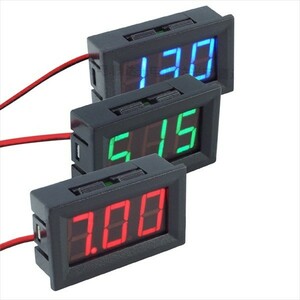 【新品】パネル 取付け型 デジタル 電圧計 赤 2線式 DC3.2v～DC30v Red レッド 電圧計測