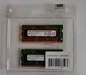 【USED：送料210円】マイクロン ノートPC用増設メモリ 8GB (4GB×2枚) DDR4 3200MT/s(PC4-3200) CL22 SODIMM 260pin