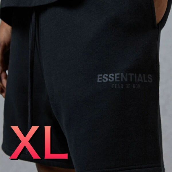FOG Essentials エッセンシャルズ　リフレクティブ　裏起毛スウェット　ハーフパンツ　ブラック サイズXL