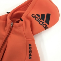 アディダス ジップパーカー オレンジ ダンボールニット フードビッグロゴ ジャケット レディース M/M ゴルフウェア adidas_画像3