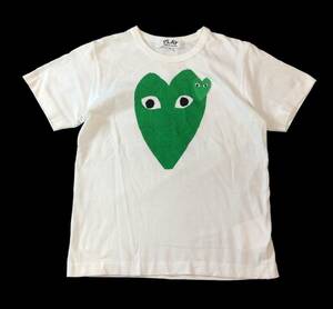 PLAY COMME des GARCONS Play Comme des Garcons AD2007 короткий рукав футболка белый × зеленый Heart M стоимость доставки 250 иен (ma)