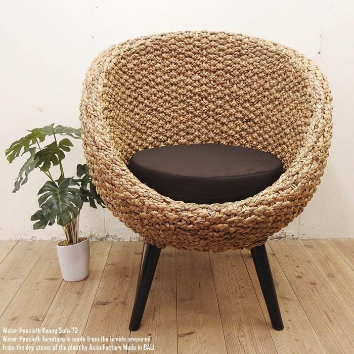 Wasserhyazinthe-Sofa K73NA Einsitzer-Einzelsofa Asiatische Möbel Asiatischer Resort-Stuhl Stuhl Holzstuhl Naturholzstuhl, handgemachte Werke, Möbel, Stuhl, Stuhl, Stuhl