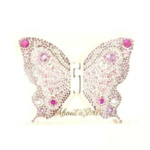  new goods * rhinestone butterfly compact mirror (PINK)* hand-mirror folding mirror 