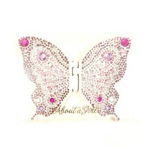  new goods * rhinestone butterfly compact mirror (PINK)* hand-mirror folding mirror 