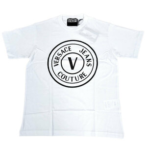 ヴェルサーチ ジーンズ クチュール 半袖 Tシャツ 72GAHT20 CJ000 003 L 白 ホワイト クルーネック 並行輸入品 クリックポストで送料無料