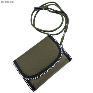 DIESEL ディーゼル 二つ折り財布 X08104 P4217 T7434 カーキ 防水 X-Pac ネックストラップ付き ショルダー クリックポストで送料無料