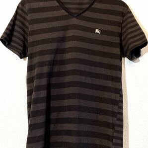 BURBERRY BLACK LABEL！Tシャツ！ワンポイント！ボーダー！廃番ライン！日本製！バーバリー！ブラックレーベル！定価1万円！ブラウン！茶