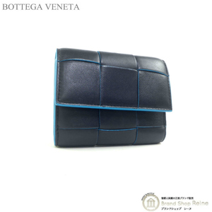 ボッテガ ヴェネタ （BOTTEGA VENETA） マキシイントレ カセット 三つ折り ファスナー 財布 651372 スペース×プール（新品同様）中古
