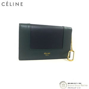 セリーヌ （CELINE） フレーム カード コイン ケース 二つ折り 財布 109653 Amazone×Dark Navy 旧ロゴ（中古）