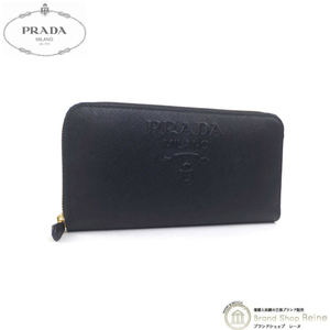 プラダ （PRADA） サフィアーノ エンボスレザー レタリングロゴ ラウンドファスナー 長財布 1ML506 NERO（中古）