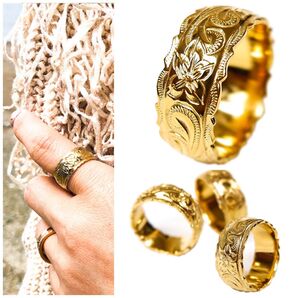 ハワイアンジュエリー リング スクロール サージカルステンレス316L 金属アレルギー対応 ユニセックス