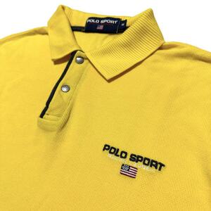 [ товар с некоторыми замечаниями ]90s POLO SPORT Polo спорт звезда статья флаг рубашка-поло с коротким рукавом 