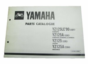 YZ125 LC’90 A パーツリスト 英語版 ヤマハ 正規 中古 バイク 整備書 3SR1 2 3 4 車検 パーツカタログ 整備書