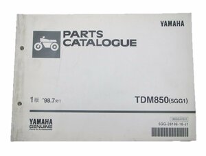TDM850 パーツリスト 1版 ヤマハ 正規 中古 バイク 整備書 5GG1 RN03J整備に役立ちます 車検 パーツカタログ 整備書