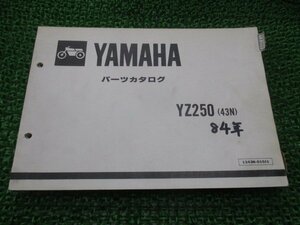 YZ250 パーツリスト 1版 ヤマハ 正規 中古 バイク 整備書 43N 43N-000101～ Ea 車検 パーツカタログ 整備書