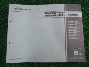 シャドウ400 SP パーツリスト シャドウ400/シャドウ400SP 6版 ホンダ 正規 中古 バイク 整備書 NV400C NC34 jn