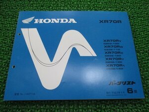 XR70R パーツリスト 6版 ホンダ 正規 中古 バイク 整備書 DE02-100～140整備に md 車検 パーツカタログ 整備書