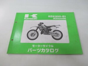 KDX200R パーツリスト カワサキ 正規 中古 バイク 整備書 ’89 KDX200-E1整備に役立ちます SW 車検 パーツカタログ 整備書