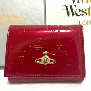 【残り1品】ヴィヴィアンウエストウッド 三つ折財布 がま口財布 エナメル レッド Vivienne Westwood 赤 折財布