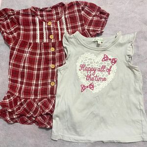 3can4on他Tシャツ、ブラウス2点セット売り　女の子サイズ95センチ