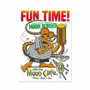 ムーンアイズ MOONEYES Rat Fink x MOON Cafe ステッカー [MQD037] ラットフィンク ステッカー