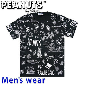 スヌーピー 半袖 Tシャツ メンズ PEANUTS 犬 プリント グッズ S1122-258SP Lサイズ BK(ブラック)