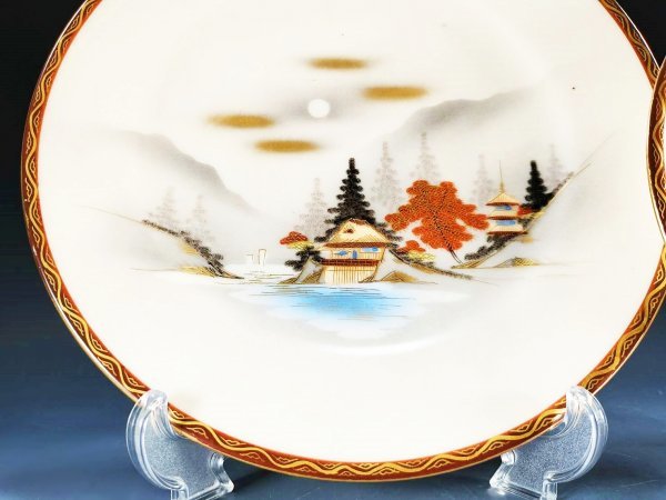 久谷 九谷焼 金彩 色絵 美人画 風景 江戸後期 古美術 骨董品 | locnave