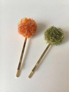  new goods unused orange & green gold thread bonbon hairpin 