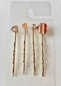  new goods unused Kirakira Stone & red Heart hairpin 