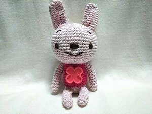 Art hand Auction *room 183*あみぐるみ*お花ボタンのピンクうさぎ(大)*ハンドメイド*手作り*, おもちゃ, ゲーム, ぬいぐるみ, あみぐるみ