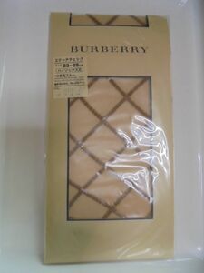 新品 BURBERRY バーバリー ハイソックス丈 ストッキング ステッチチェック 23~25cm タフィー