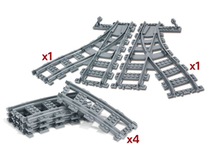 M0026TW　トレインブロックシリーズ゛用 ターンアウトレールx2+カーブレールx4(スイッチ付き)