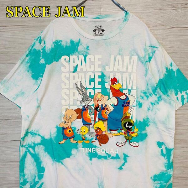 【入手困難】SPACE JAM スペースジャム　Tシャツ 2XLサイズ　総柄　キャラクター　一点物　レア　半袖　ゆったり　アニメ　映画　海外輸入