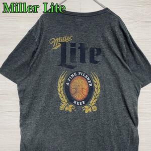 【入手困難】Miller Lite ミラーライトビール Tシャツ　2XLサイズ　バックプリント　両面デザイン　ビッグロゴ　海外輸入　企業　会社