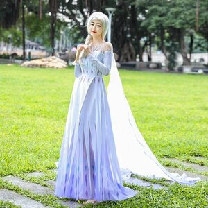 xd414ディズニー アニメーション映画 Frozen2 アナと雪の女王2 エルサ Elsa プリンセス ドレス ワンピース コスプレ衣装