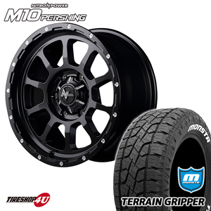 4本セット NITRO POWER M10 PERSHING 17x8J 6/139.7 +20 ブラック MONSTA TERRAIN GRIPPER A/T 265/65R17 ホワイトレター プラド