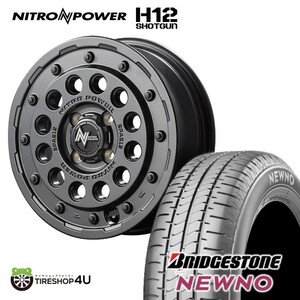 4本セット NITROPOWER H12 SHOTGUN 14x4.5J 4/100 +45 バレルブラック ブリヂストン NEWNO 155/65R14 軽自動車 低燃費タイヤ