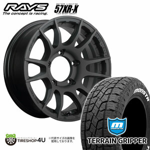 4本セット RAYS GRAMLIGHTS 57XR-X 16x6J 5/139.7+5 B2 ブラック MONSTA TERRAIN GRIPPER 215/70R16 ホワイトレター ジムニー シエラ