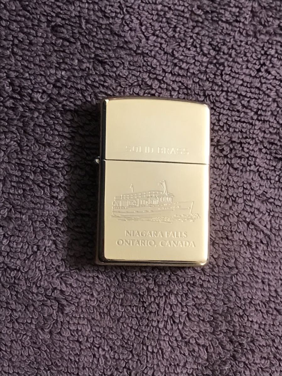 ZIPPO ジッポー オイルライター ソリッドブラス solid brass CANADA カナダ NIAGARA ONTARIO オンタリオ ゴールド 未使用品 2003年製