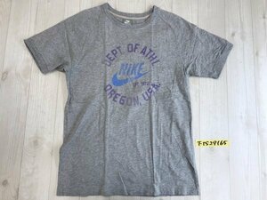 〈送料280円〉NIKE ナイキ メンズ ロゴかすれプリント ラグランスリーブ リブ付き 半袖Tシャツ L 杢グレー