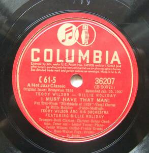 ◆ TEDDY WILSON - BILLIE HOLIDAY / I Must Have That Man! / Foolin' Myself ◆ Columbia 36207 (78rpm SP) ◆